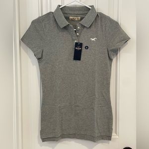 HOLLISTER NWT Womens grey polo top size M